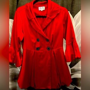 Red Satin jacket with billowed sleeves